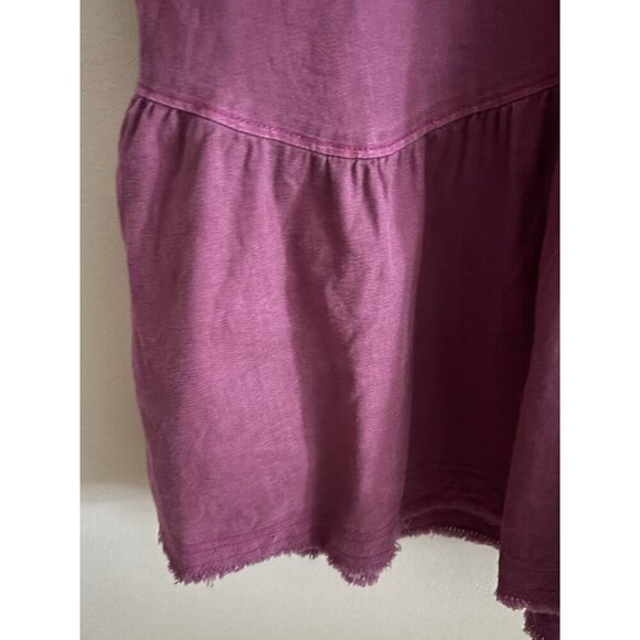 Anthropologie Pilcro Dress Sz S Plum Ruffle V-Neck Flounced Raspberry Tunic - Picture 7 of 14